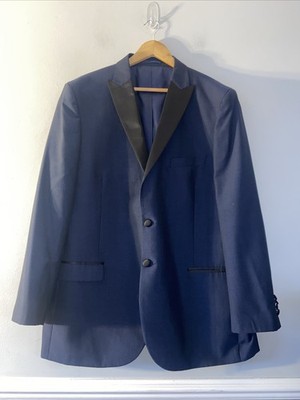 Moss Esq Smoking Blazer Sakko Blau 44'' Wollmischung Smart Formal