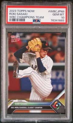 Topp　wbc サムライジャパン　カード　psa 10 2023 Topps Now Japan WBC Champions Roki Sasaki #9 PSA 10