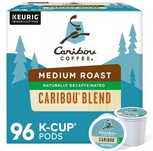 96 Decaffeinated Caribou Blend Decaf, Keurig K-Cup Pods, Medium Roast, 96 Count