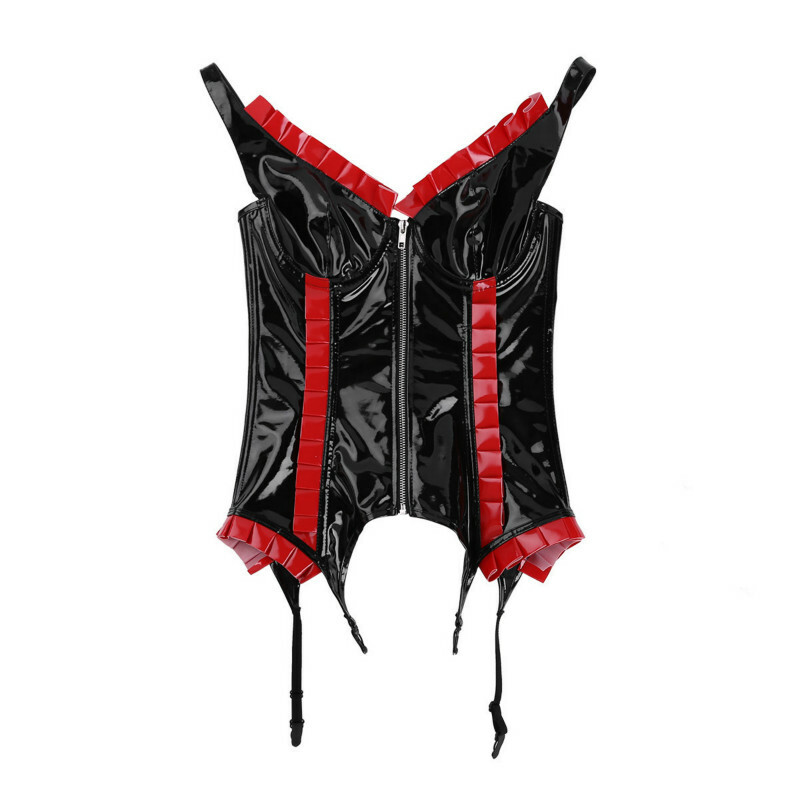 Pvc Basque Burlesque Gothic Corset Basque Cincher Lingerie Bustier PVC Shaper Faux ...