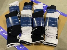  8 Pairs Bombas x Virgin Atlantic Vertical Logo Calf Socks Large - Black/White