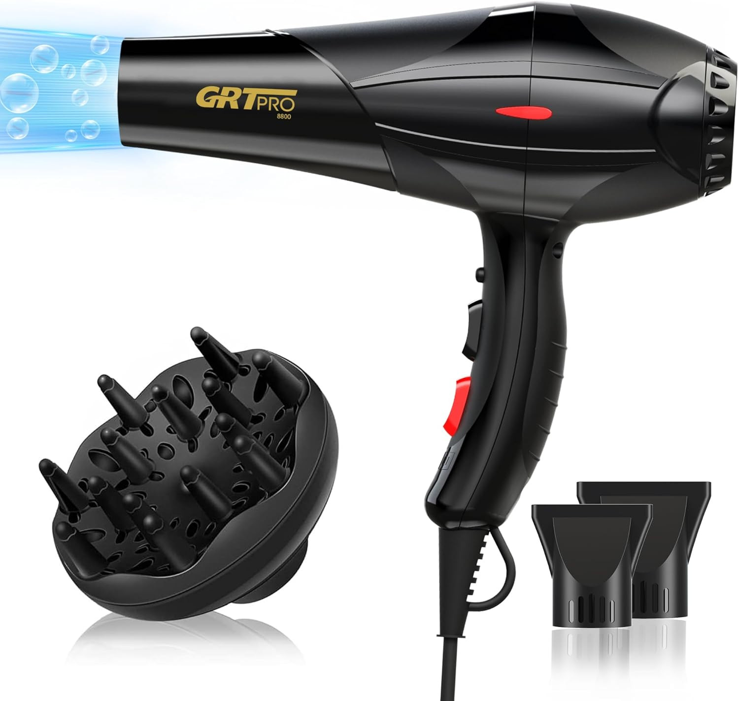 Asciugacapelli Professionale Phon per Capelli 2400W, Ion Negativo E Temperatura 