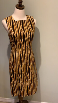 nicole miller women mini dress bamboo pattern size 8 square neck | eBay