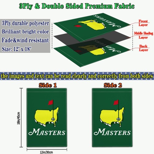 Masters Flag Golf Garden Flag 12x18 Inch Double Sided 3Ply Polyester Home Yar... - 第 3/7 張圖片
