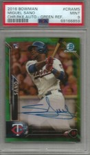 Miguel Sano 2016 Bowman Chrome Green Refractor Autograph Rookie #86/99 PSA 9