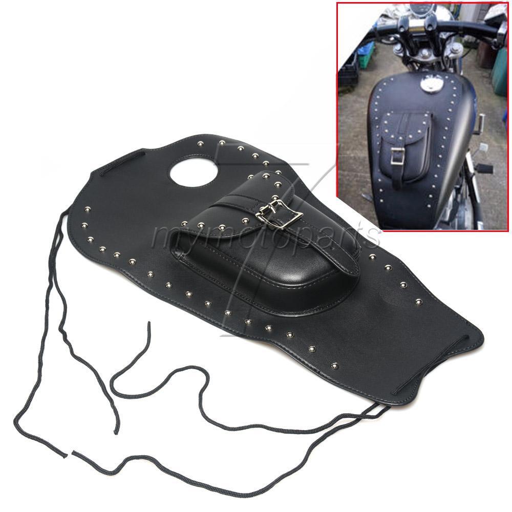 Black PU Leather Fuel Tank Bag Gas Tank Bag Pouch for Honda Shadow