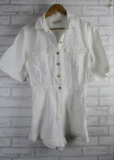Bec  Bridge womens playsuit white linen 8 pockets button front
