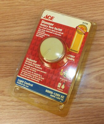 Ace Ivory Rotary Light Dimmer Switch Turn ON / OFF Single Pole 600W (31770)
