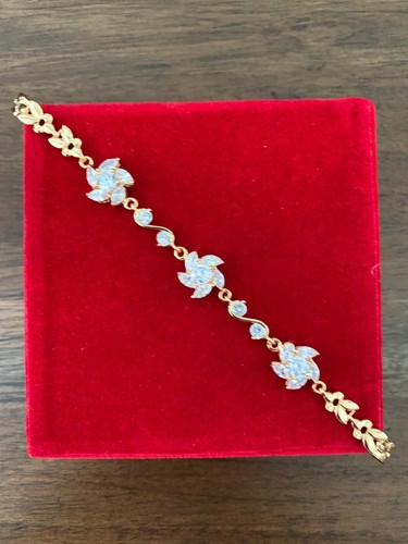 Pulsera chapada en oro con gemas oro ruso resistente a la decoloración 7,5 pulgadas - Imagen 4 de 4