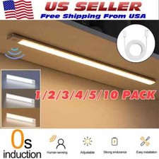 1/10xWireless LED Motion Sensor Light Strip Cabinet Lamp Closet USB Rechargeable