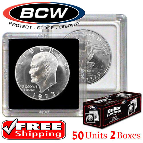 2x2 großer Dollar Druckknopflasche Münzhalter Neu 50 Premium Aufbewahrung von BCW 2 Schachteln Lot - Bild 1 von 6