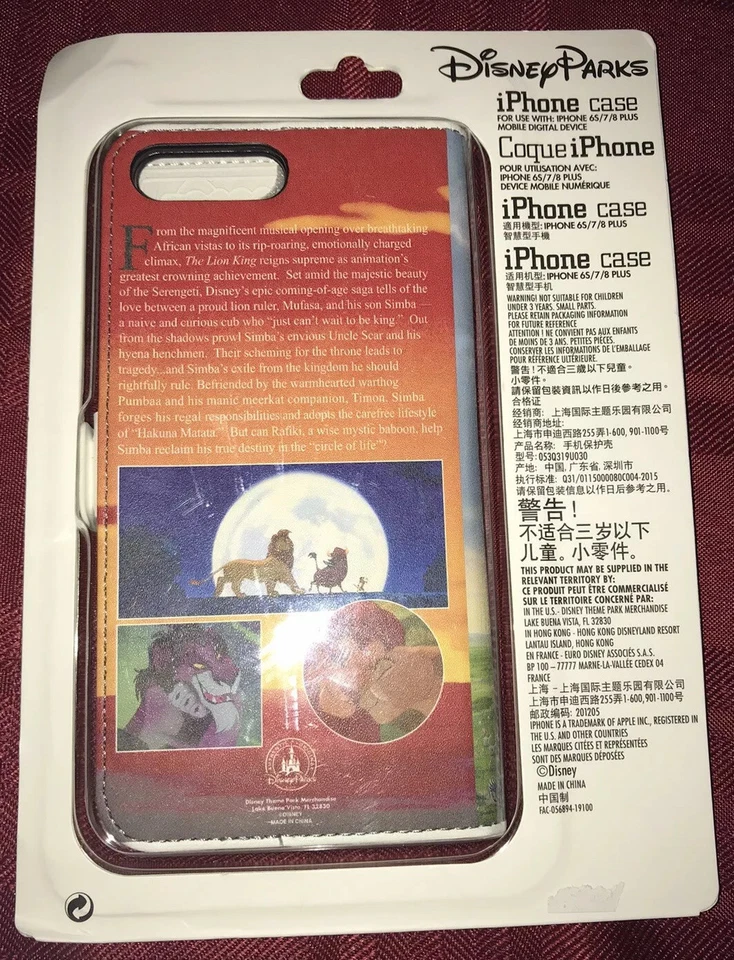 Disney VHS Rey León Apple iPhone 6S/7/8 Plus Cartera y Estuche con Soporte NUEVO Foto 4 de 4