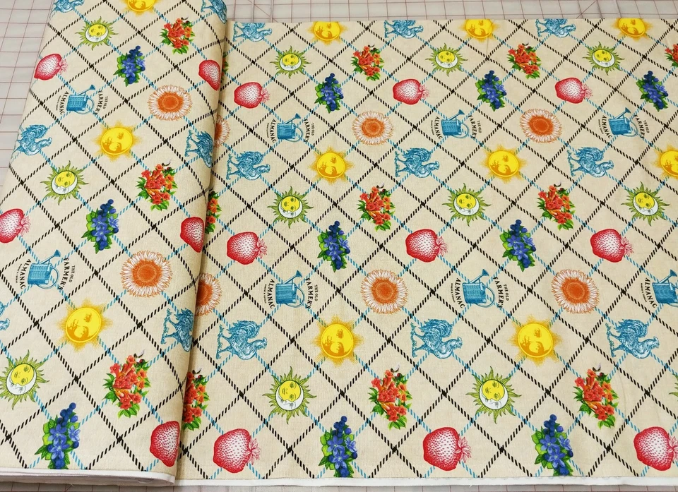 Tela de algodón Sykel Old Farmers Almanac Tattersall Folklore Astronomía Jardín Foto 2 de 2