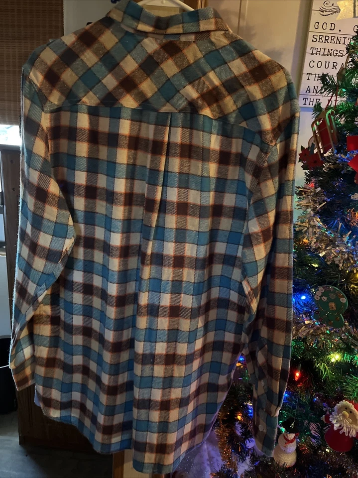 Camisa a Cuadros Bogari Talla Grande Manga Larga Botón Frontal Franela Foto 3 de 3