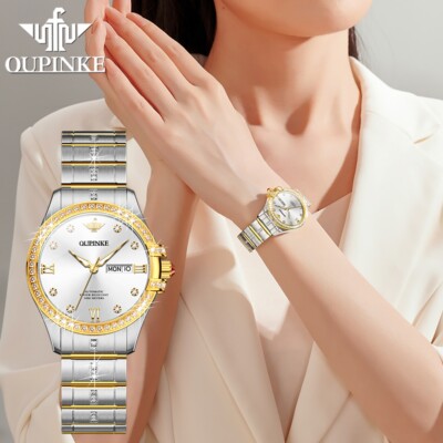 OUPINKE Women's Mechanical Watch Luminous Hands Day Date Automatic Women's Watch