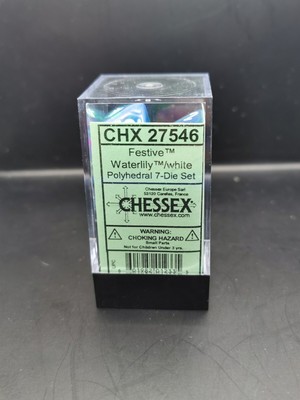 Chessex Festive Waterlily / White Polyhedral 7-Dice Boxed Set CHX27546