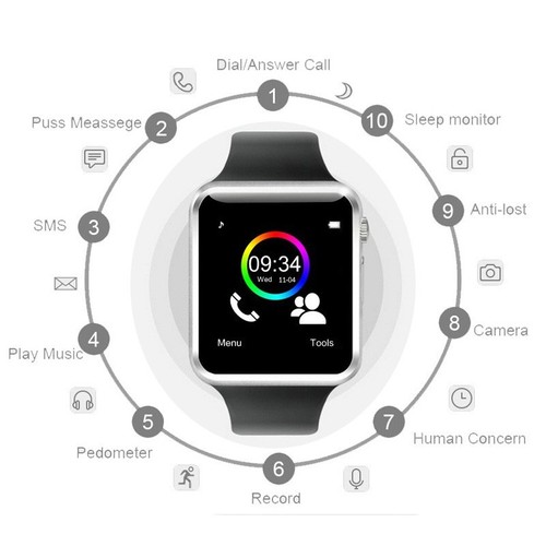 Green Band Bluetooth Smart Watch GSM SIM for Android Phone Text K15 - Picture 8 of 9