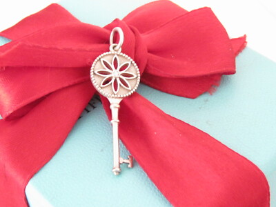 Tiffany & Co Silver Diamond Daisy Key Pendant Charm For Necklace Bracelet
