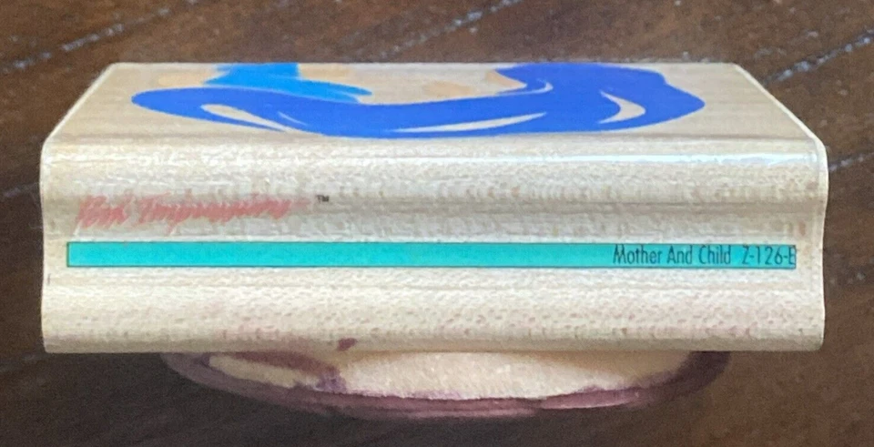 RUBBER STAMPEDE VINTAGE 1990 ABSTRACT MOTHER AND CHILD BABY WOOD RUBBER STAMP - Image 4 of 4