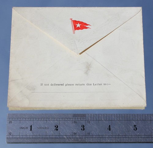 WHITE STAR LINE AUSGABE RMS TITANIC OLYMPIC ERA UNBENUTZTER UMSCHLAG 5" X 4,5" #1