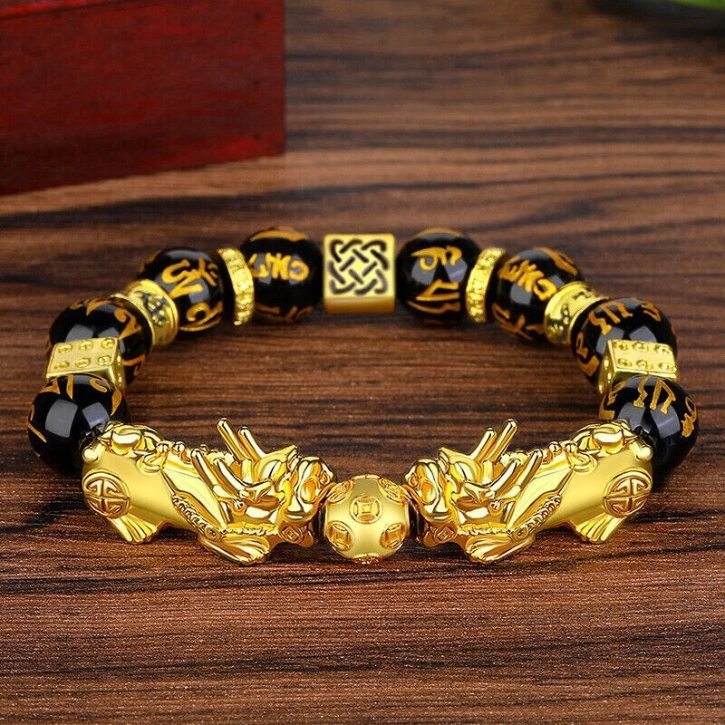 Genuine Feng Shui Pixiu Jade Wealth Protection Bracelet Good Lucky