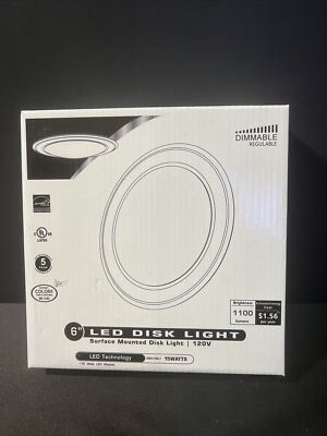 6 Inch Led Low Profile Surface Mount Disk Light Aluminum Baffle Trim 15w Ultra T