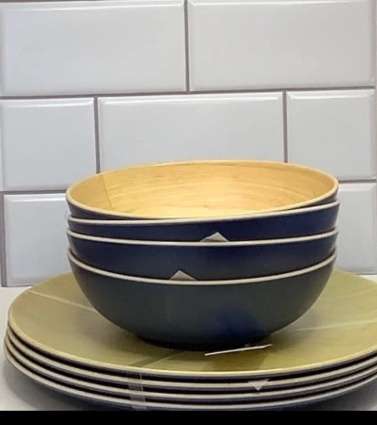 Tommy Bahama Melamina 4 Platos de Cena y 4 Ensalada Azul Nuevo Foto 4 de 4