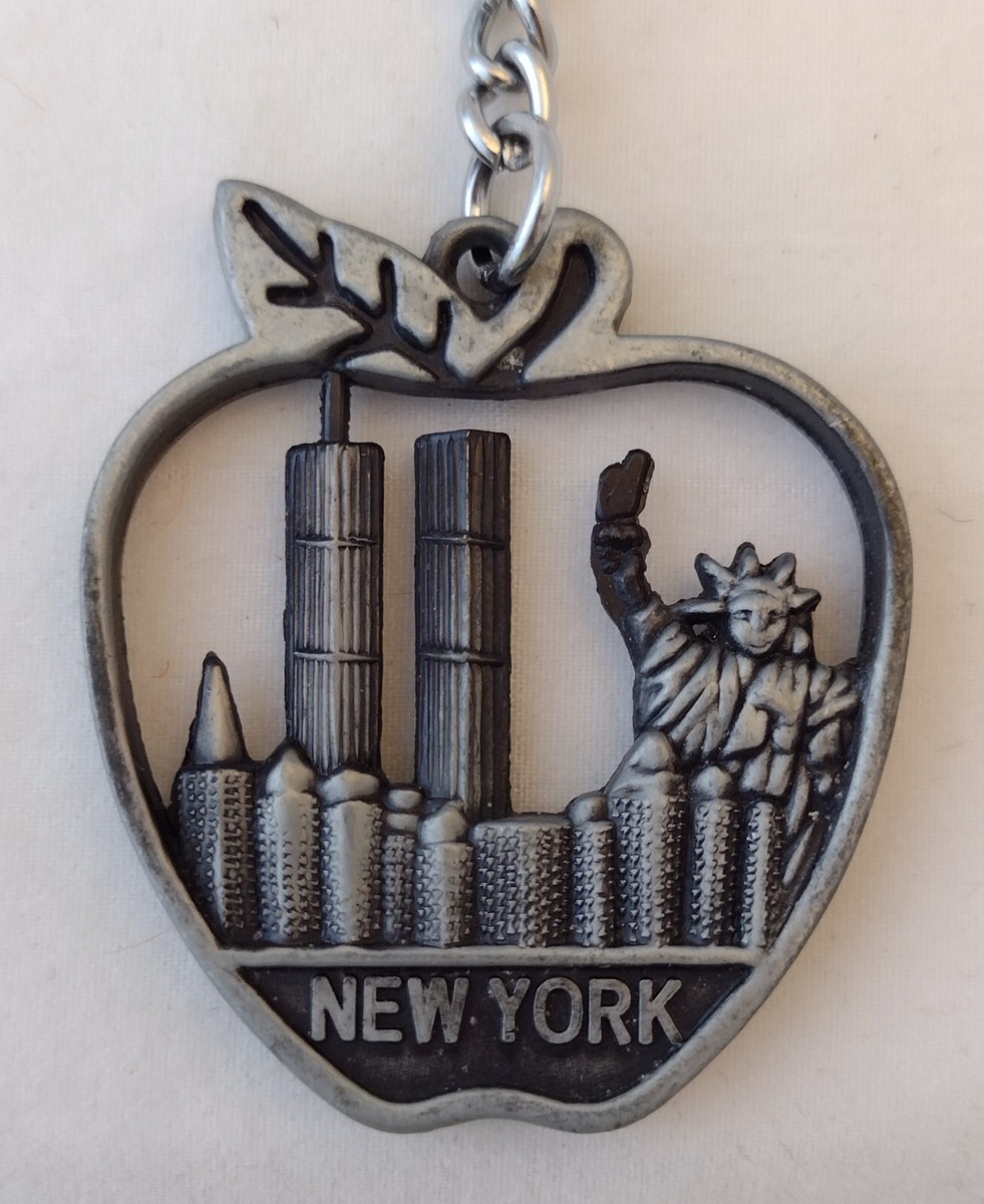 Vintage Faux Pewter New York Apple Twin Towers Statue