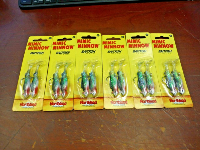 NORTHLAND TACKLE UV Mimic Minnow Fishing Lure - 1.5" 1/32 Oz, #4 Hook (2 Pack - White Tiger)