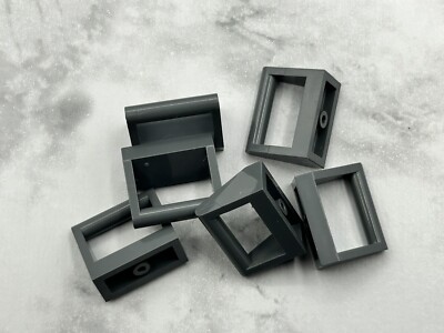 Lego Parts (6)  ~ Dark Bluish Gray Tile, Modified 1 x 2 w Bar Handle ~ No 2432