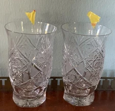 2-  Highball BOC57 by BOHEMIA CRYSTAL-CRYSTALEX 4 3/4" Cut Star & Fan Design