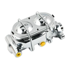 Chrome Master Cylinder 1-1/8" Bore GM Brake 4 ports Corvette Style Dual Bail Cap