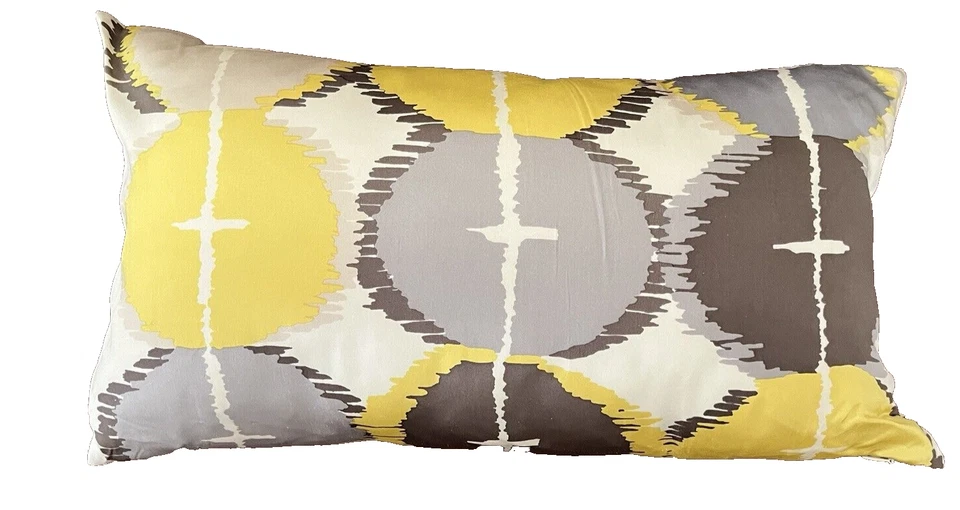WEST ELM Lumbar Pillow Cover 100% Silk Abstract Circles 21”x 10” Gray Brown - Image 2 of 4