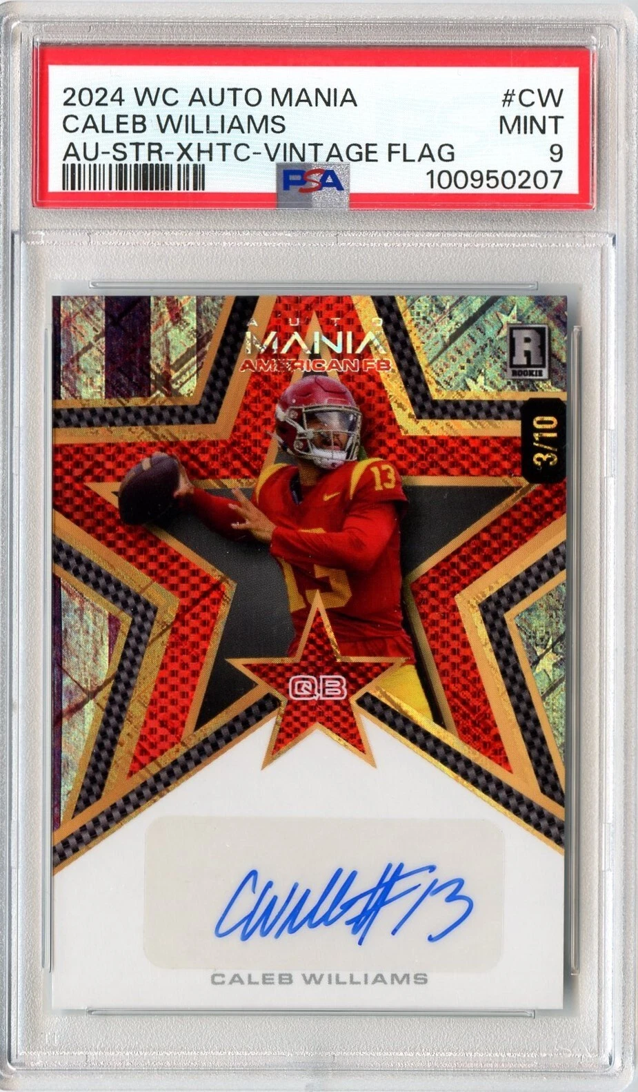 Caleb Williams Wild Card Auto Mania American Football Hobby Autographs #CW Hex-Mosaics Foil-Constitution