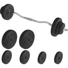 44lb Barbell Weight Set Weight Plates and Star Locks for Weightlifting Black