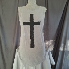 Medium Cross Witchy Punk Fairy Whimsigoth Religious Sheer Back Sleeveless Shirt