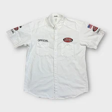 Cintas Shirt Size L White Official NASCAR Dodge Weekly Series Uniform Race Wear