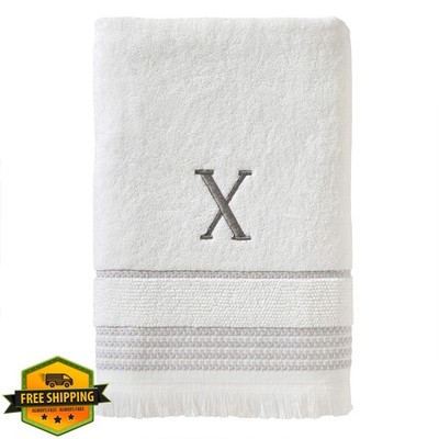 SKL Home Casual Monogram Bath Towel White X