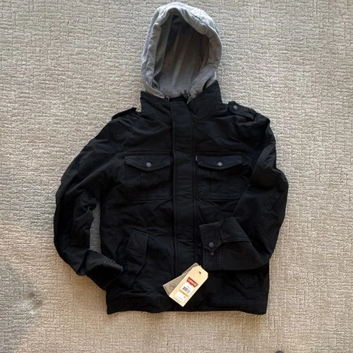 BRAND NEW! Levi's Men's (Small) Black Canvas Jacket w/ Zip-out Hood - product listing photo