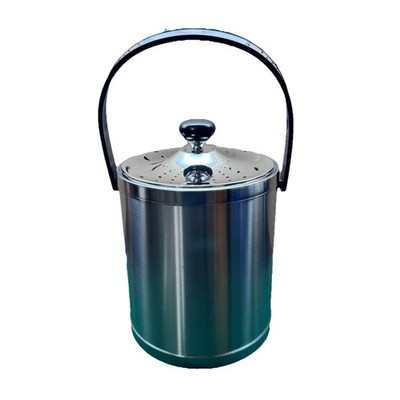 Kromex Ice Bucket Stainless Steel Mirror Finish Black Trim MCM Barware USA 60s
