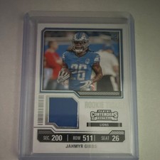2023 Panini Contenders Rookie Ticket Swatches Jahmyr Gibbs #TS12 RC MEM Lions