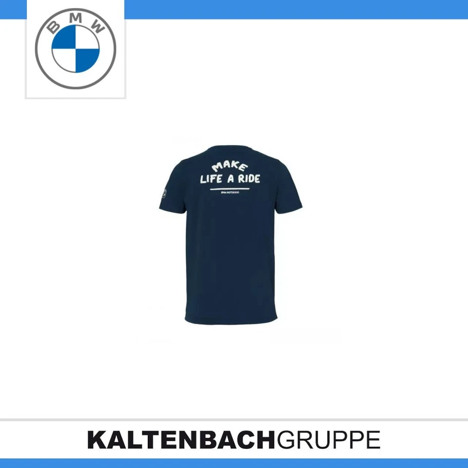 Camiseta Original BMW Motorcycle Make Life A Ride Masculina Tamanho S Azul Marinho/Branco - Imagem 2 de 3