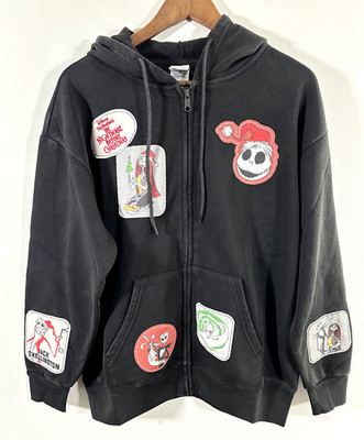 The Nightmare Before Christmas Women's Black Patchwork Full Zip Hoodie