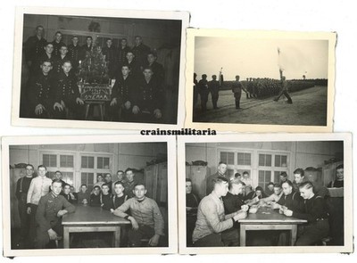 4x Orig. Foto Kriegsmarine 4.E.M.A.A in Lager CUXHAVEN Vereidigung Schild 1941
