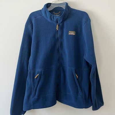 L.L. Bean Full Zip Fleece Jacket Men's XL Blue Pockets Outdoor