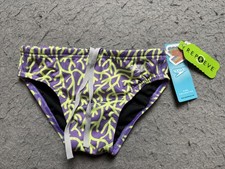 Speedo Swim Briefs Kids 24 Purple Coral Flow Lined Eco Endurance Repreve NWT