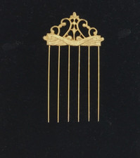 Charming 1950s 1960s Gold Metal Hair Pick Hair-Do Comb with Case Vintage