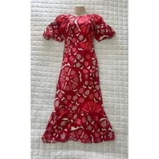 RHODE X TARGET Womens Dress Red Zinnia Midi Linen Blend Flutter Sleeve Spring 0