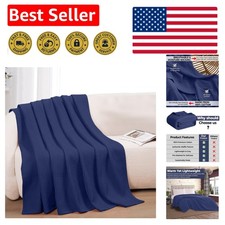 Elegant 100 Cotton Waffle Throw Blanket in Navy - Soft Lightweight 50" x 60"
