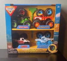 MONSTER JAM MECHANIX BUILD REBUILD 1:32 SCALE GRAVE DIGGER MEG ZOMBIE ETL 4-PACK